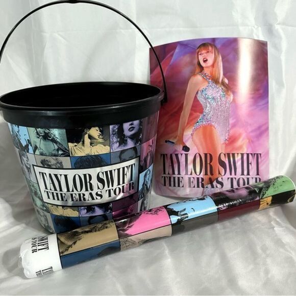 Taylor Swift Accessories - Taylor Swift The Eras Tour Movie Merch - Popcorn Bucket light stick and poster